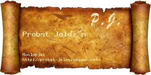 Probst Jolán névjegykártya